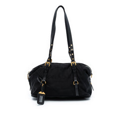 Saffiano Trimmed Tessuto Logo Satchel