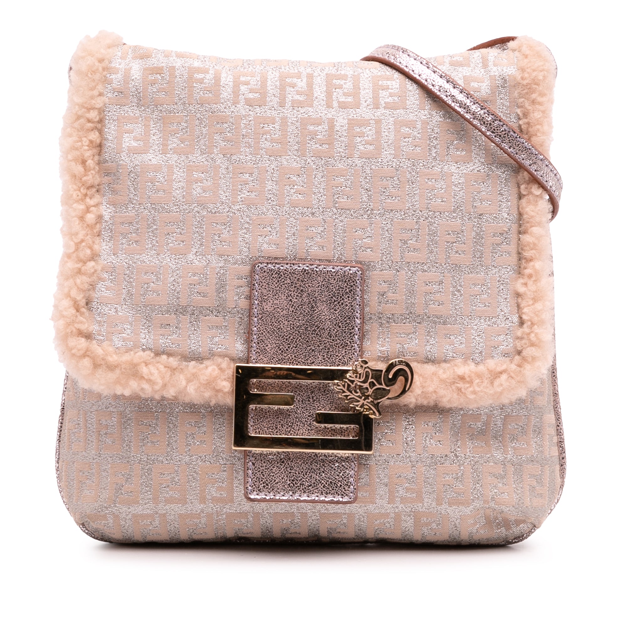 Zucchino Metallic Canvas and Shearling Crossbody