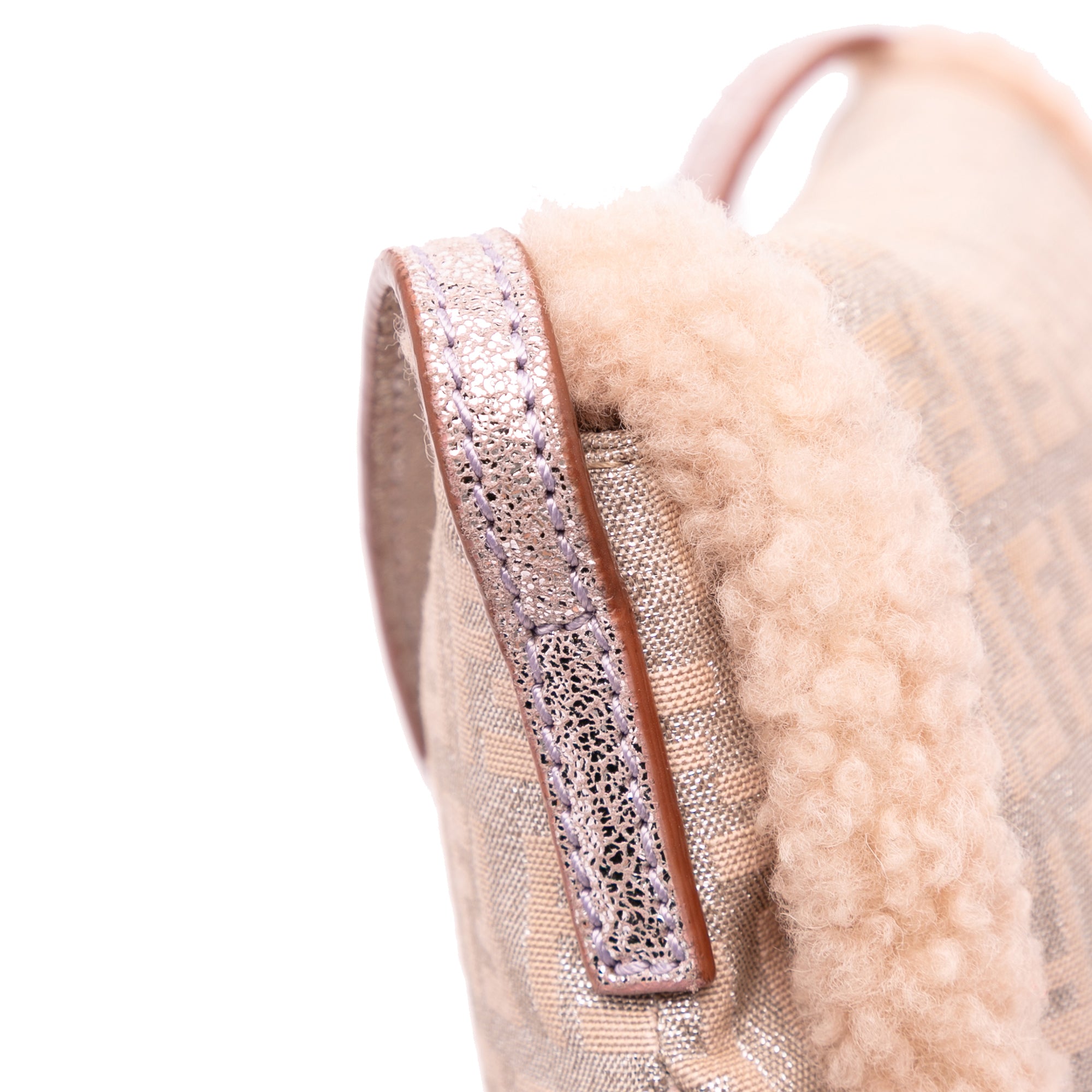 Zucchino Metallic Canvas and Shearling Crossbody