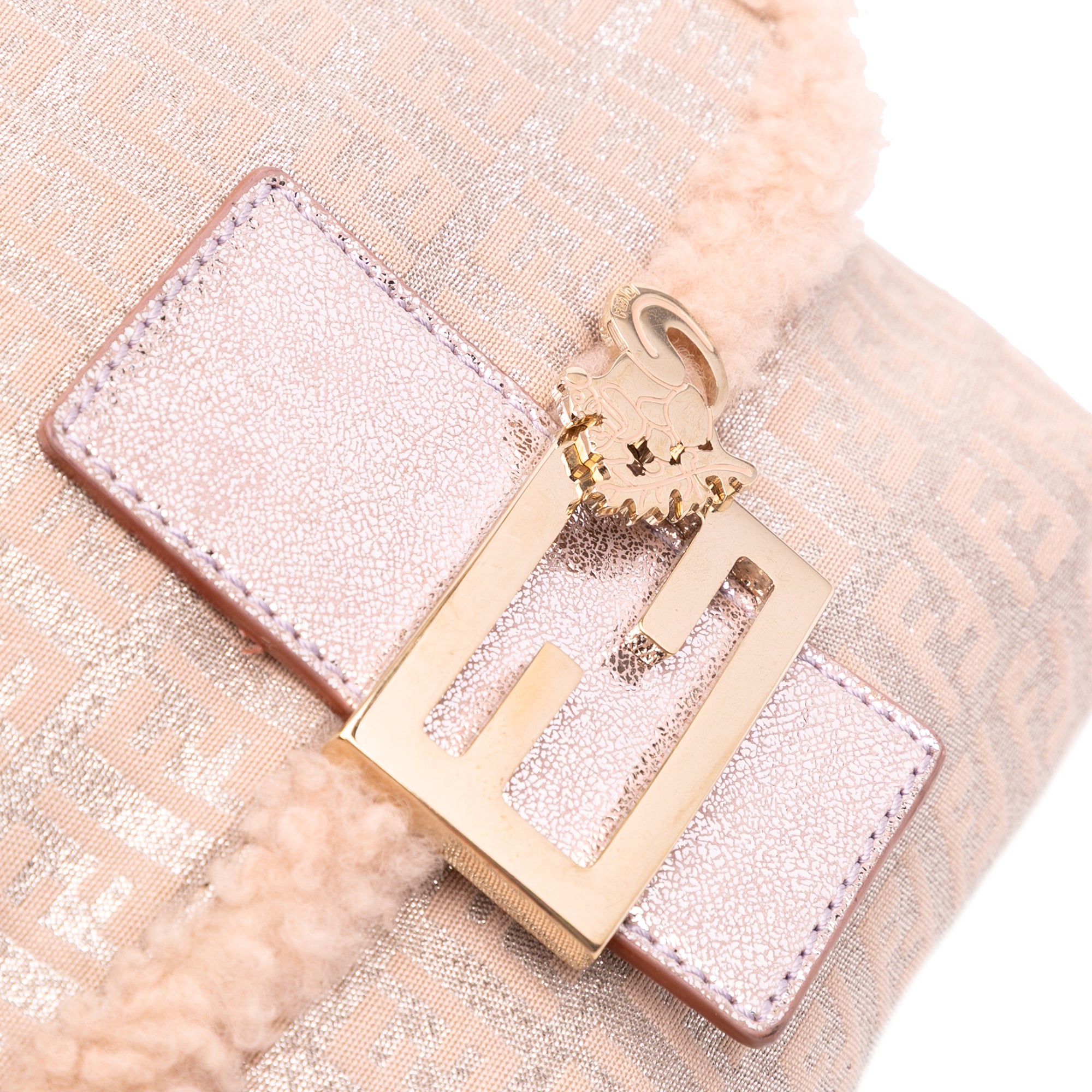 Zucchino Metallic Canvas and Shearling Crossbody