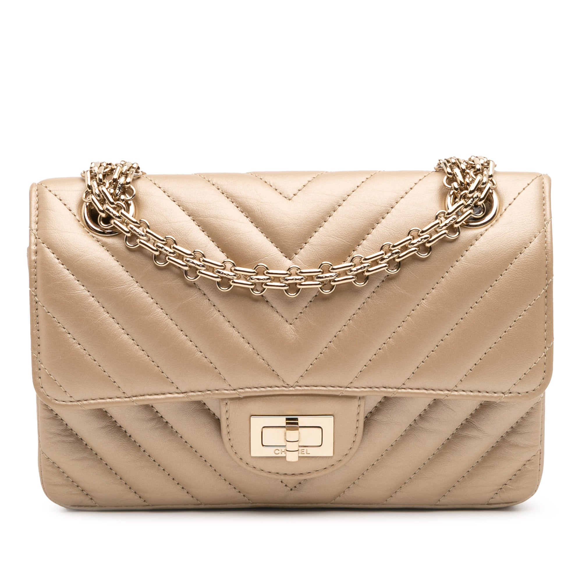 Reissue 2.55 Chevron Quilted Metallic Calfskin Single Flap 224