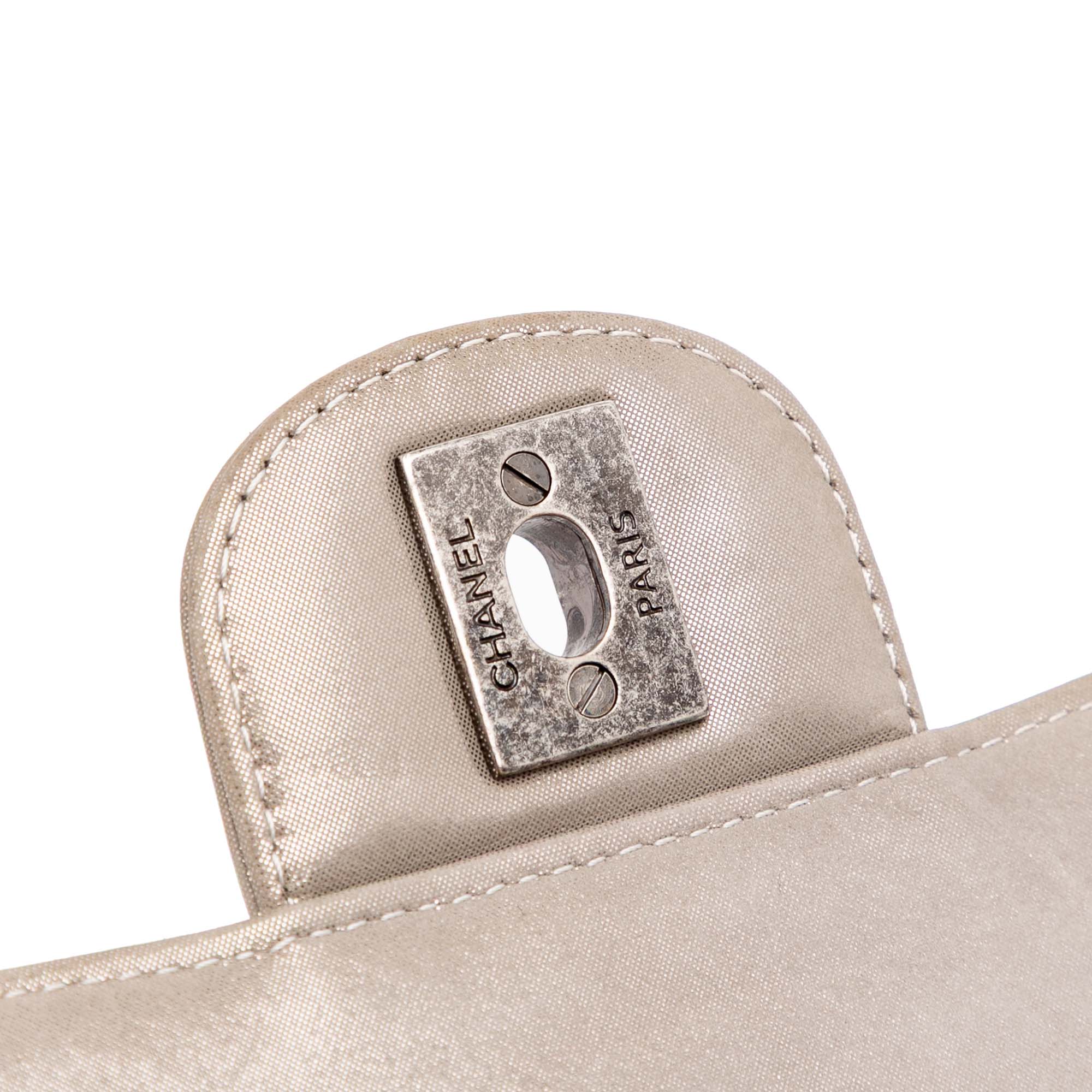Mini Square Classic Chevron Iridescent Lambskin Single Flap