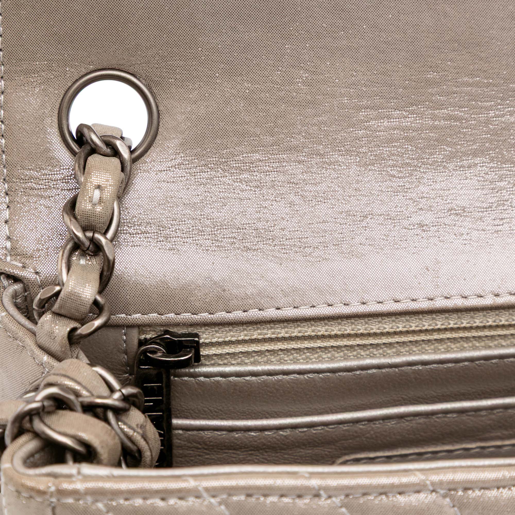Mini Square Classic Chevron Iridescent Lambskin Single Flap