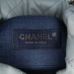CC Quilted Calfskin Resin Bi-Color Chain Bucket Bag