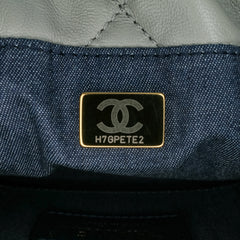 CC Quilted Calfskin Resin Bi-Color Chain Bucket Bag