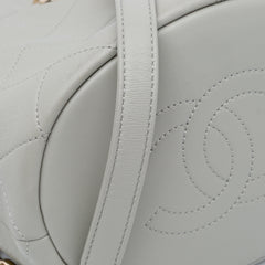 CC Quilted Calfskin Resin Bi-Color Chain Bucket Bag