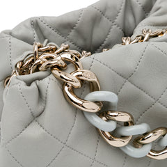 CC Quilted Calfskin Resin Bi-Color Chain Bucket Bag