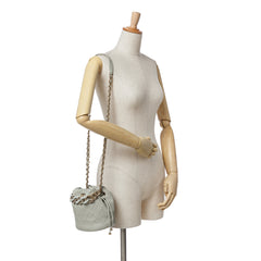 CC Quilted Calfskin Resin Bi-Color Chain Bucket Bag