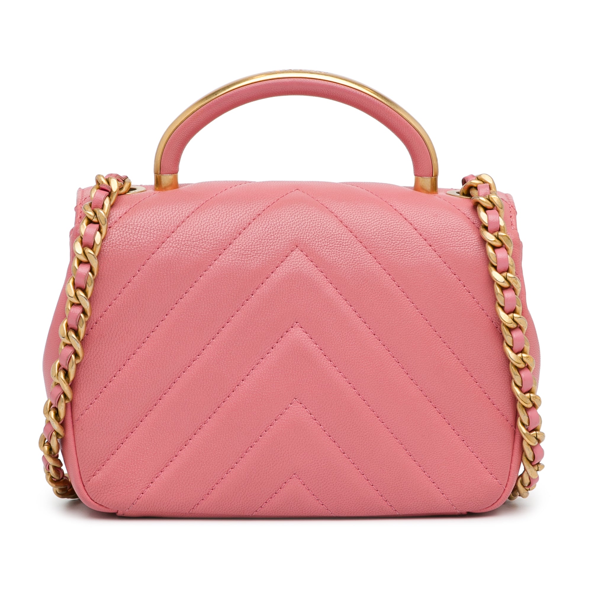 Small Chevron Lambskin Reversed Round Flap_2