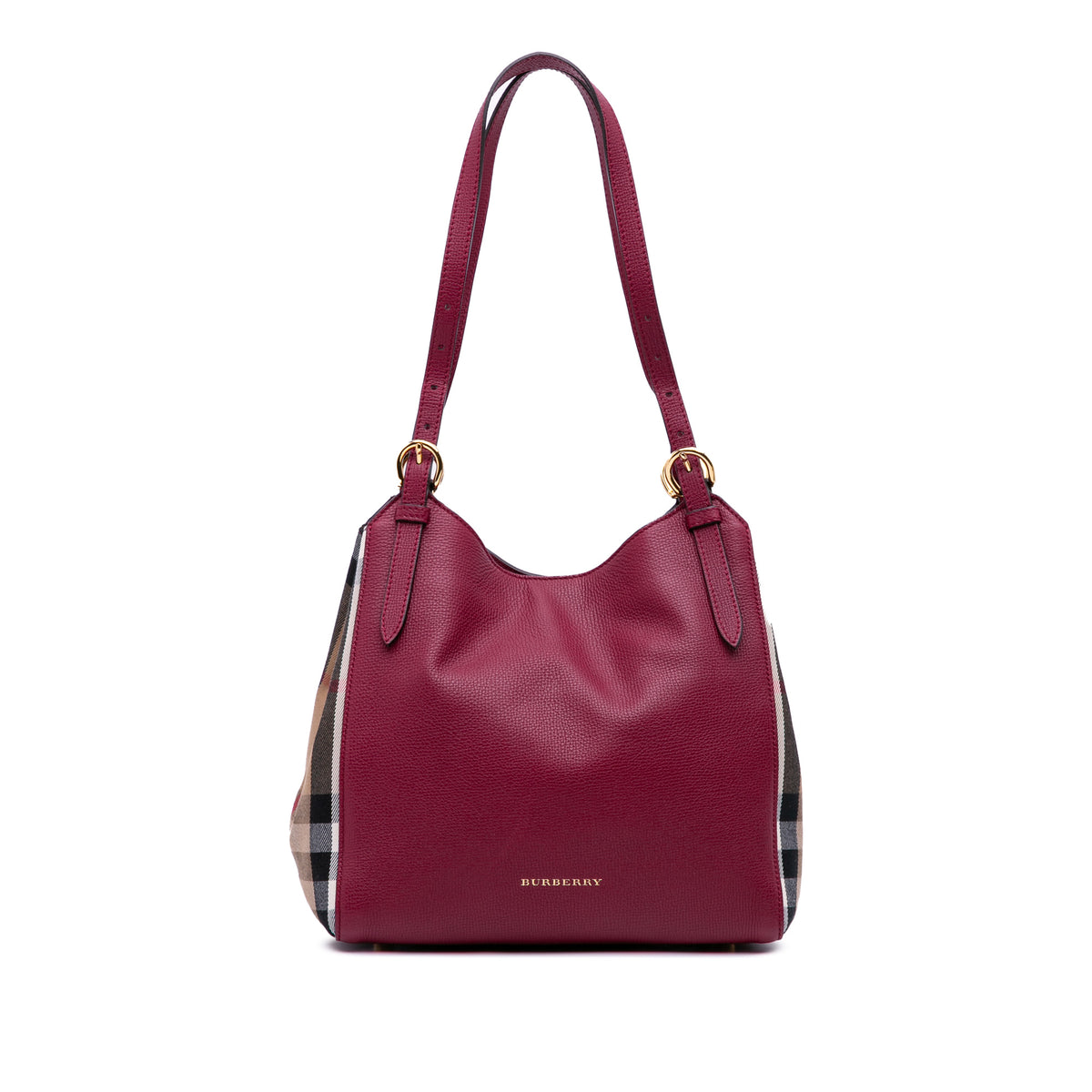 Grained Calfskin and House Check Canvas Canterbury Tote