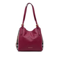 Grained Calfskin and House Check Canvas Canterbury Tote