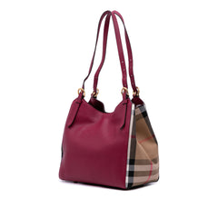 Grained Calfskin and House Check Canvas Canterbury Tote