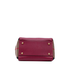 Grained Calfskin and House Check Canvas Canterbury Tote