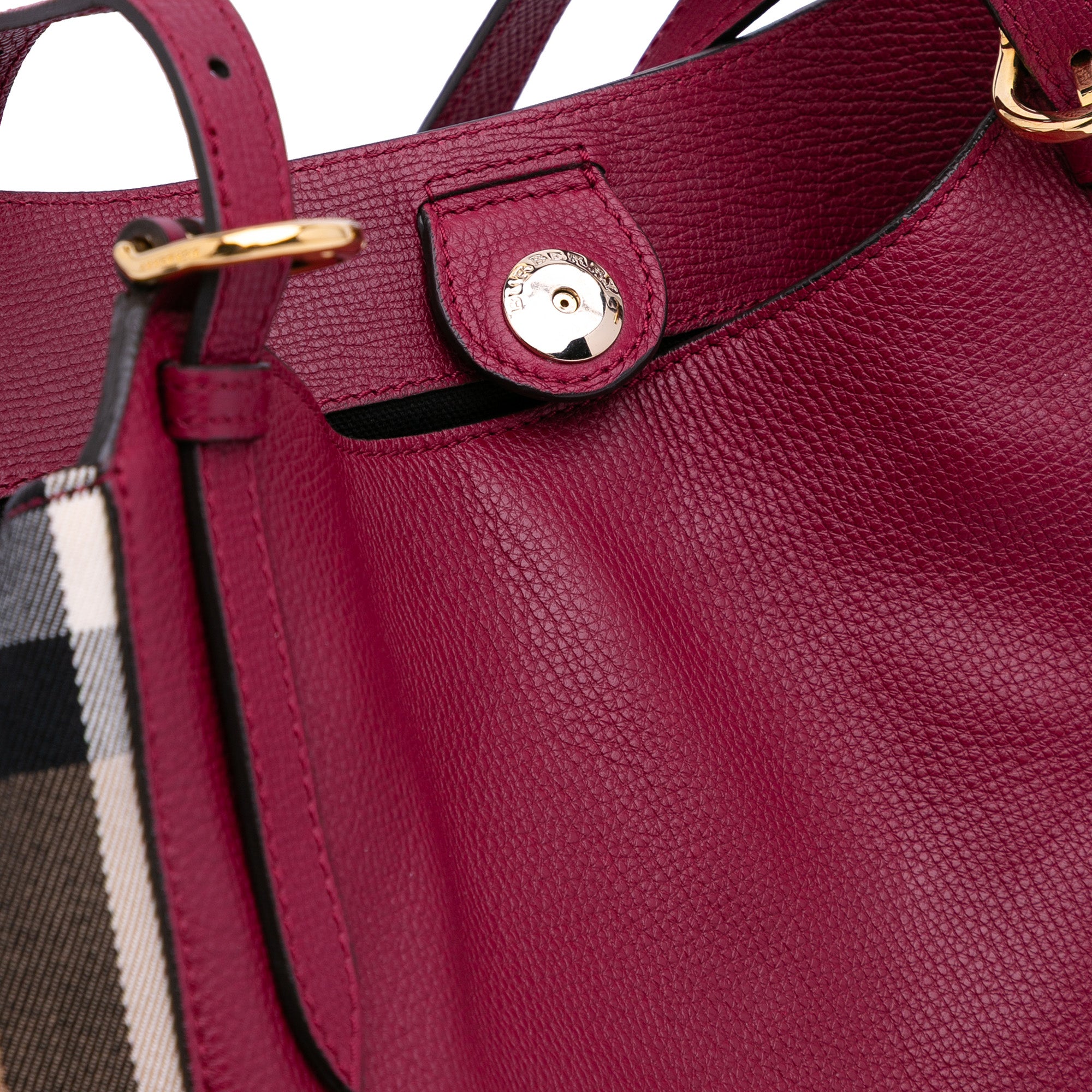 Grained Calfskin and House Check Canvas Canterbury Tote