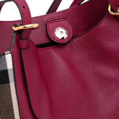 Grained Calfskin and House Check Canvas Canterbury Tote