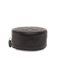 CC Quilted Caviar Round Clutch With Chain