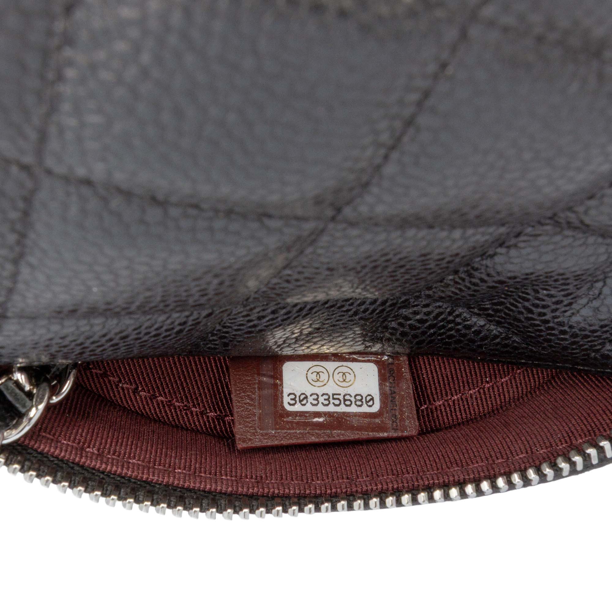 CC Quilted Caviar Round Clutch With Chain