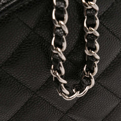 CC Quilted Caviar Round Clutch With Chain