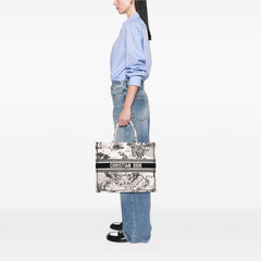 Large Canvas Embroidered Zodiac Toile De Jouy Book Tote