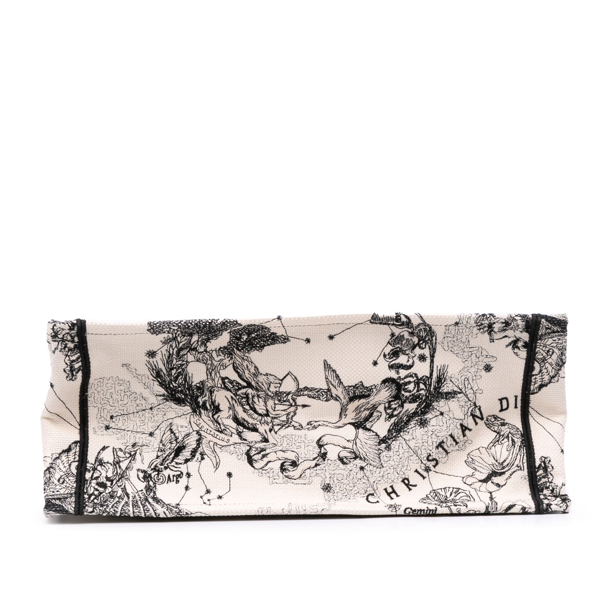 Large Canvas Embroidered Zodiac Toile De Jouy Book Tote