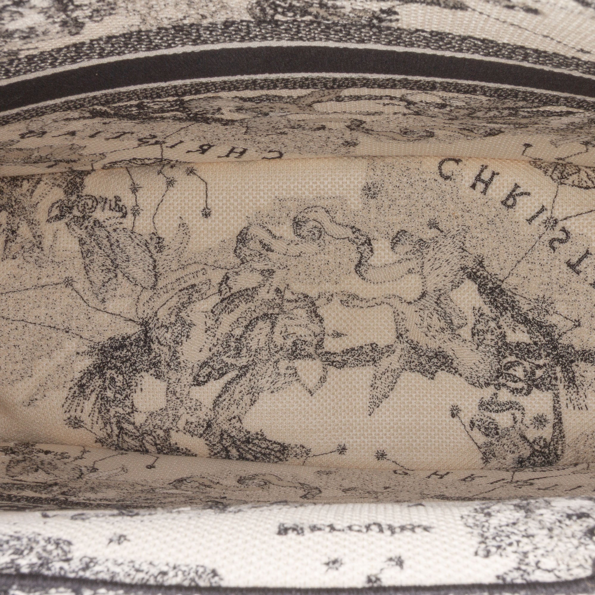 Large Canvas Embroidered Zodiac Toile De Jouy Book Tote