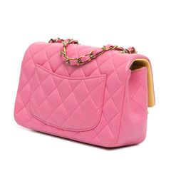 Mini Rectangular Classic Lambskin Rainbow Single Flap
