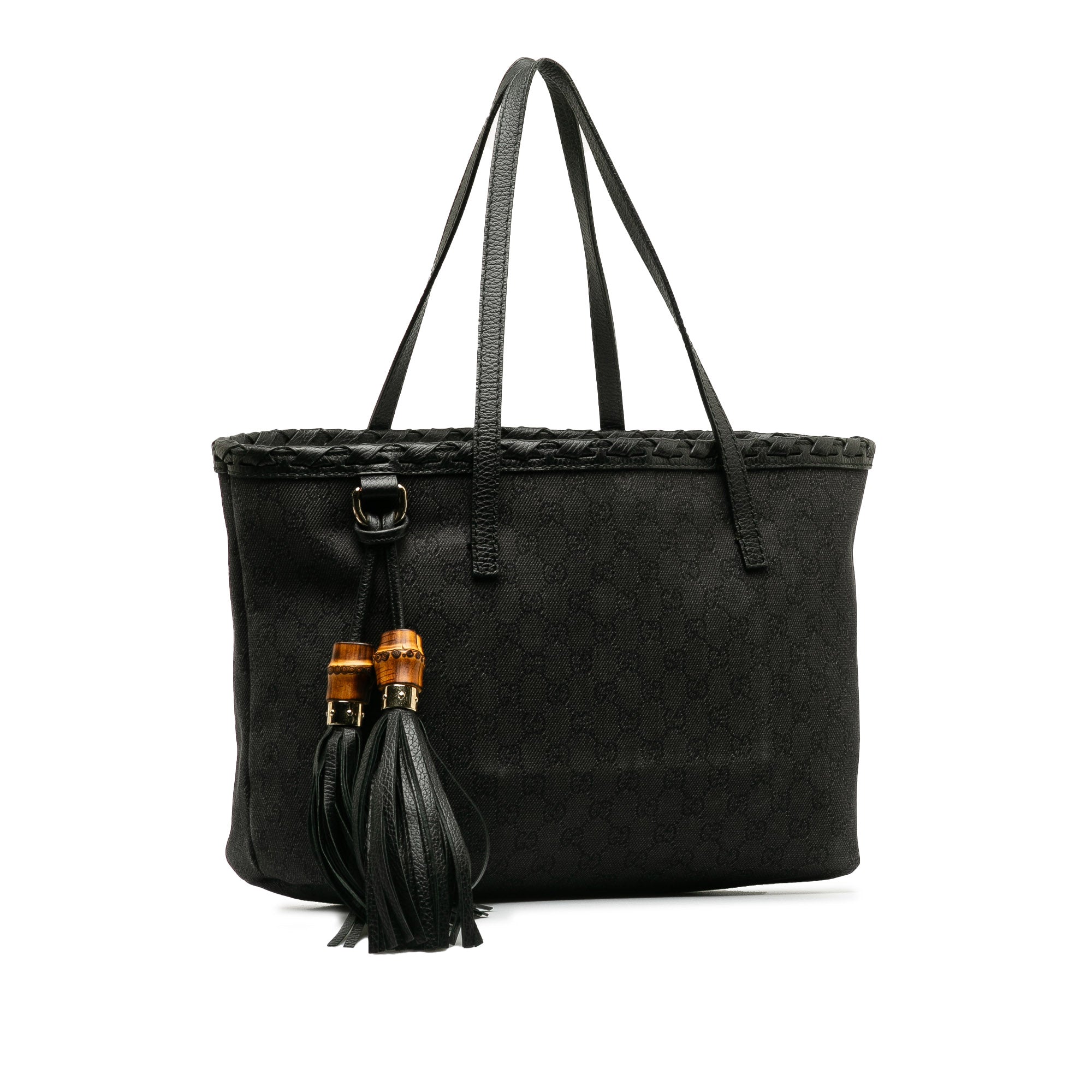 GG Denim Bamboo Tassel Tote_1