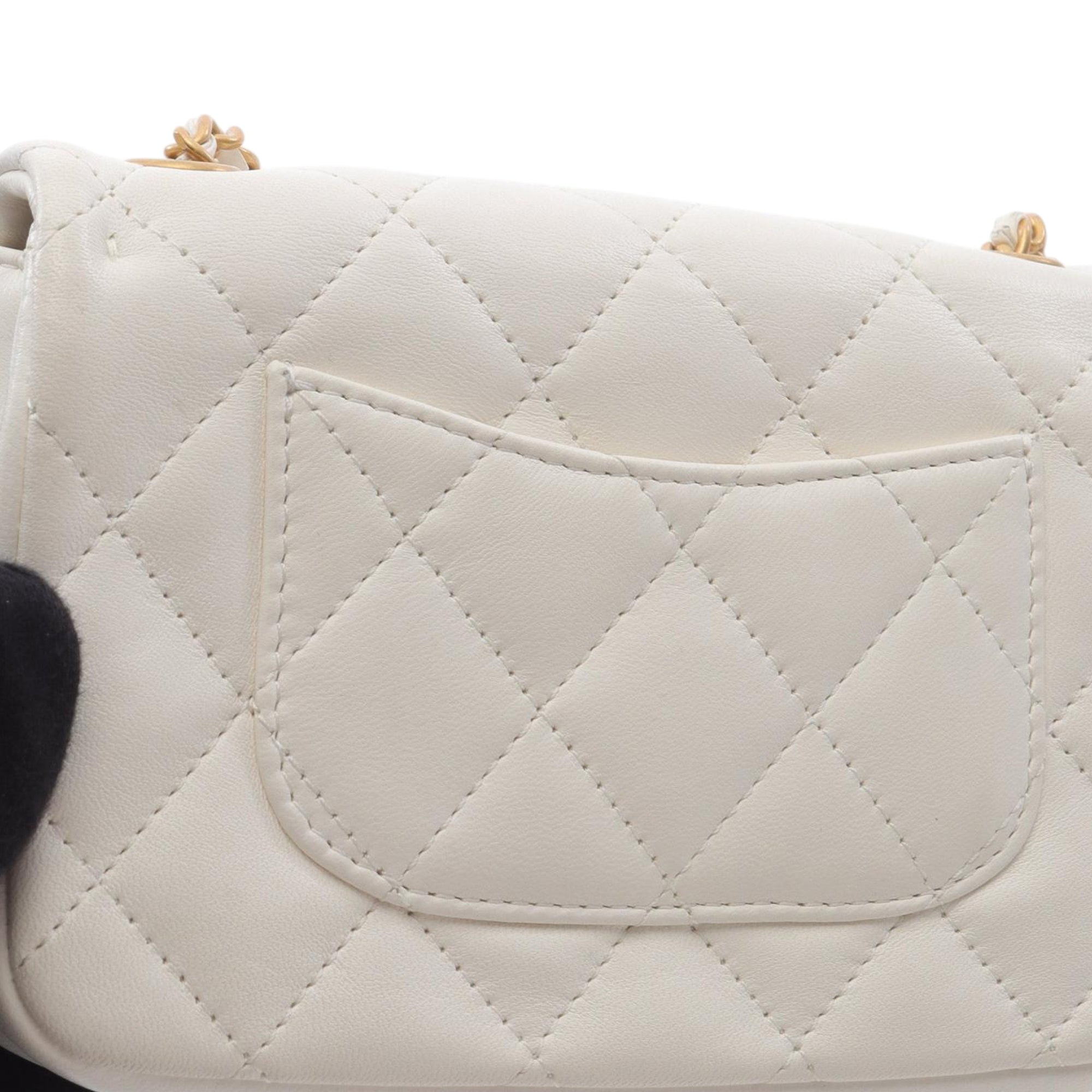 Mini Rectangular Quilted Lambskin Heart Charms Flap