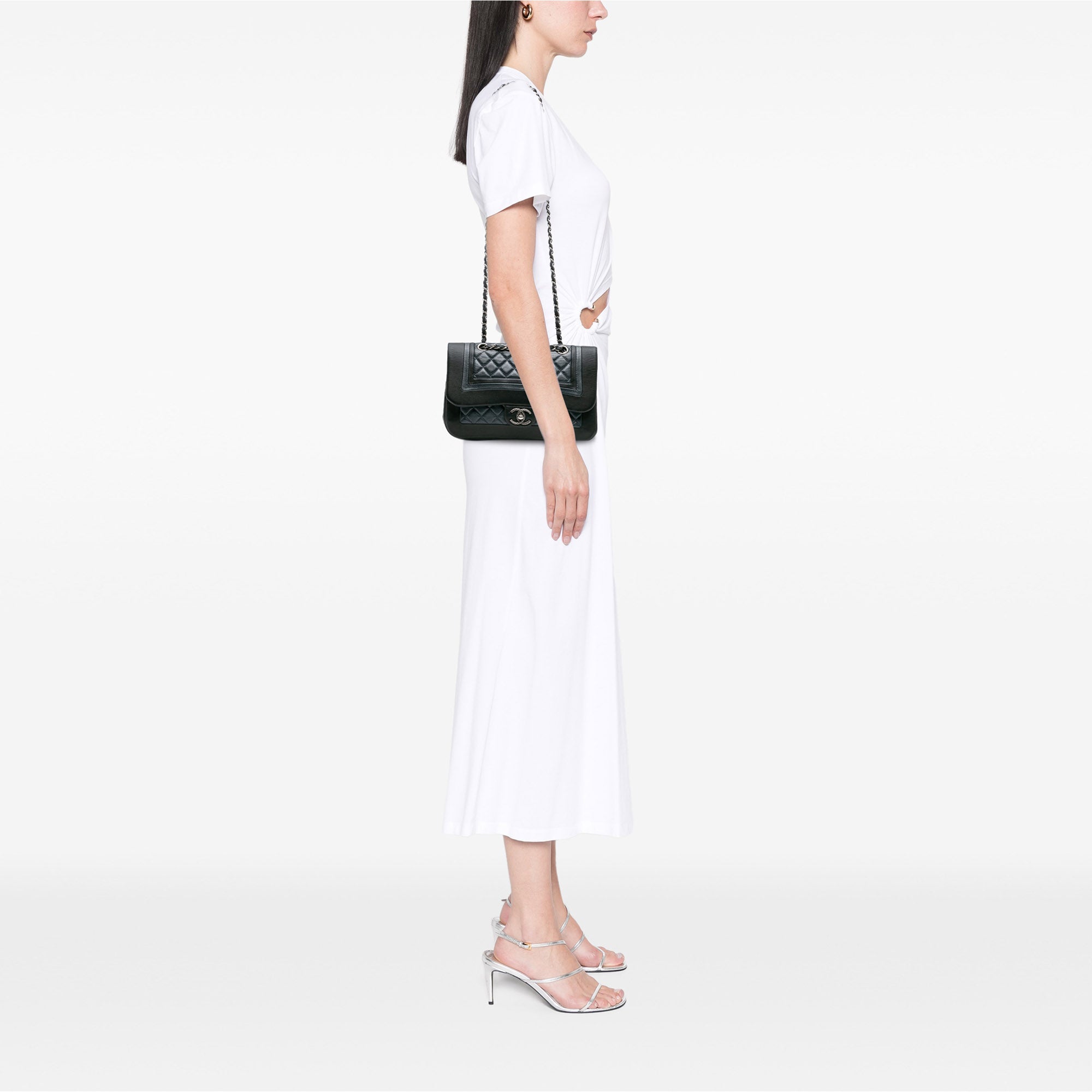 Medium Bicolor Quilted Calfskin Flap