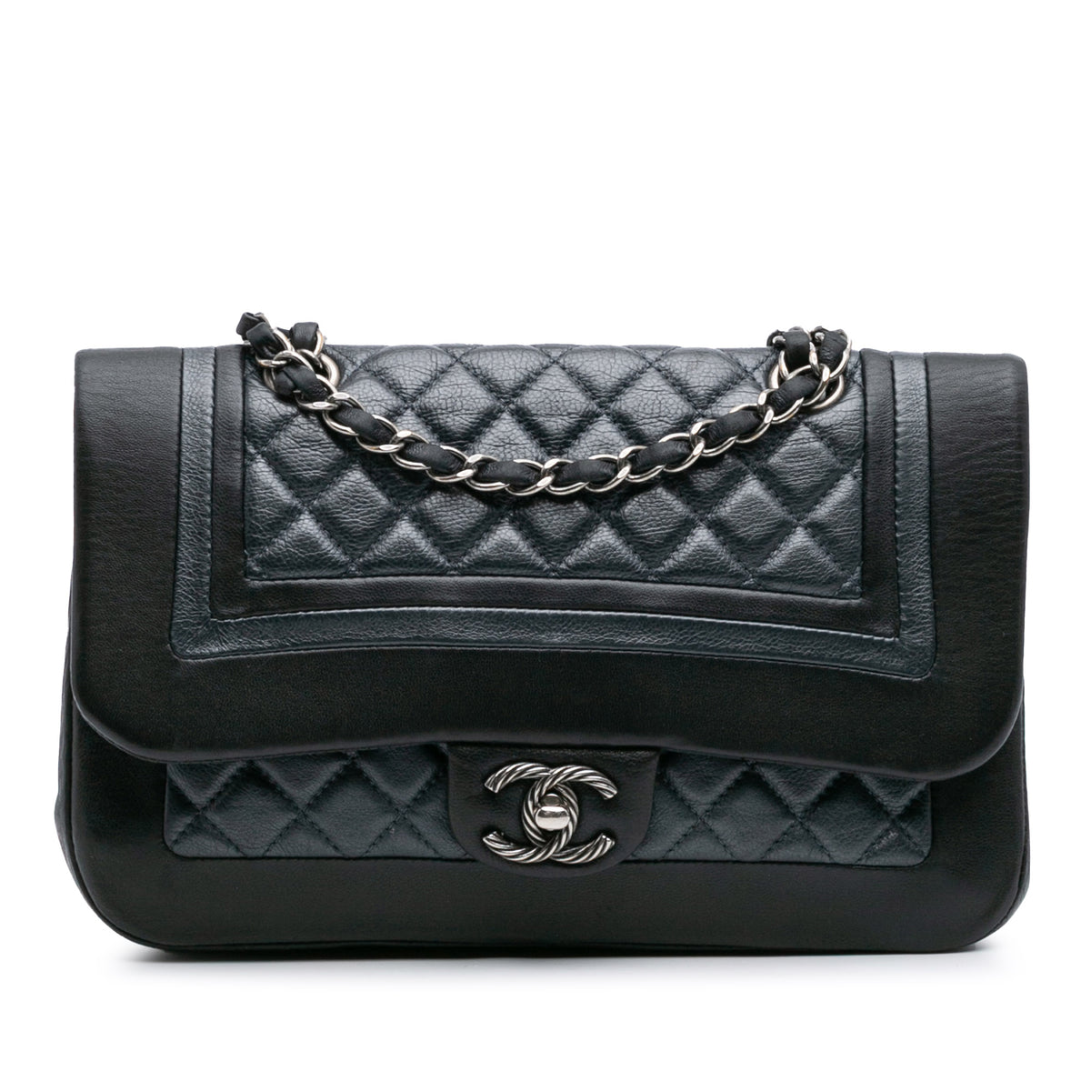 Medium Bicolor Quilted Calfskin Flap