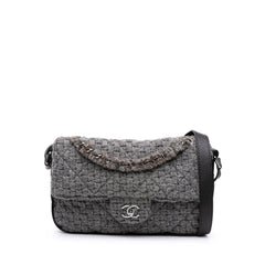 Quilted Wool and Calfskin Single Flap