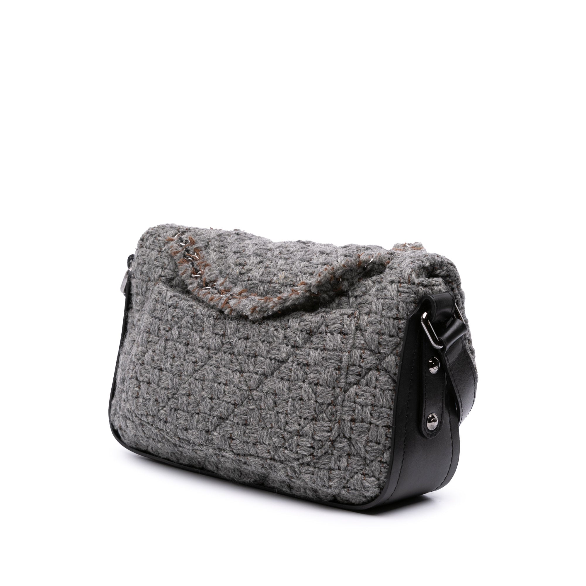 Quilted Wool and Calfskin Single Flap