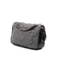 Quilted Wool and Calfskin Single Flap