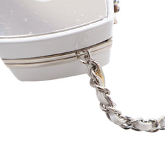 Patent Goatskin Make-Up Box Clutch With Chain