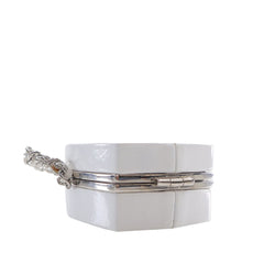 Patent Goatskin Make-Up Box Clutch With Chain
