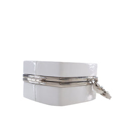Patent Goatskin Make-Up Box Clutch With Chain