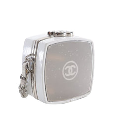 Patent Goatskin Make-Up Box Clutch With Chain