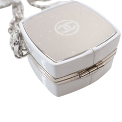 Patent Goatskin Make-Up Box Clutch With Chain