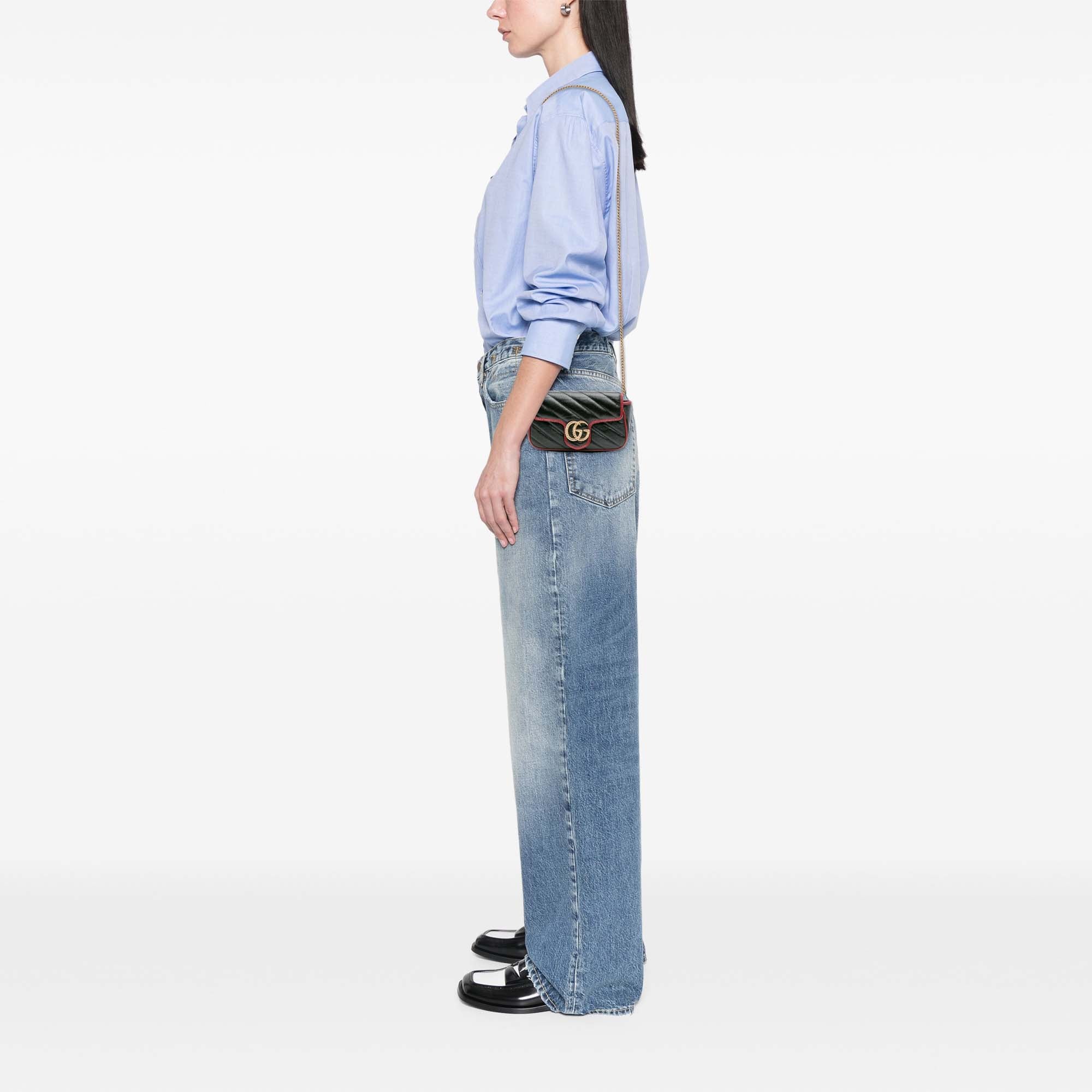 Super Mini GG Marmont Matelasse Leather Torchon Flap Crossbody