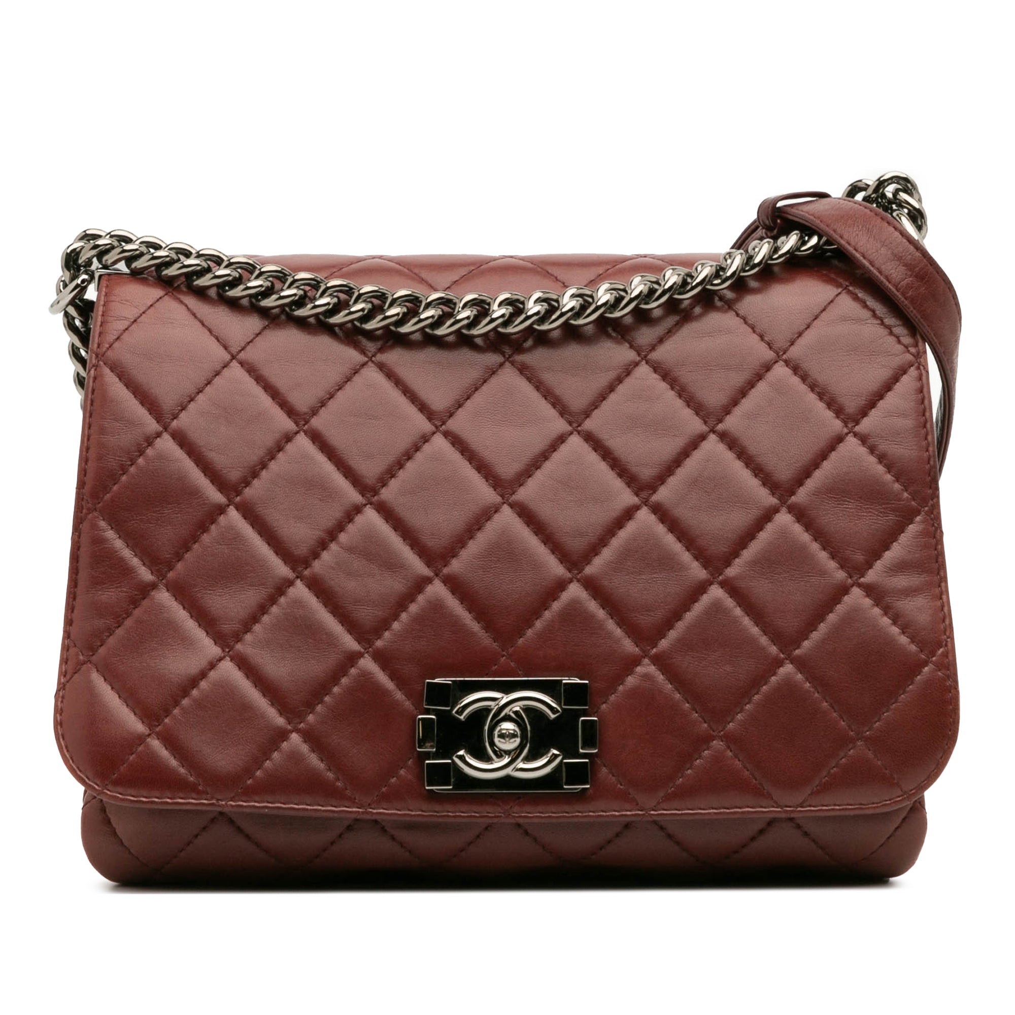 Quilted Lambskin Boy Three Compartment Flap