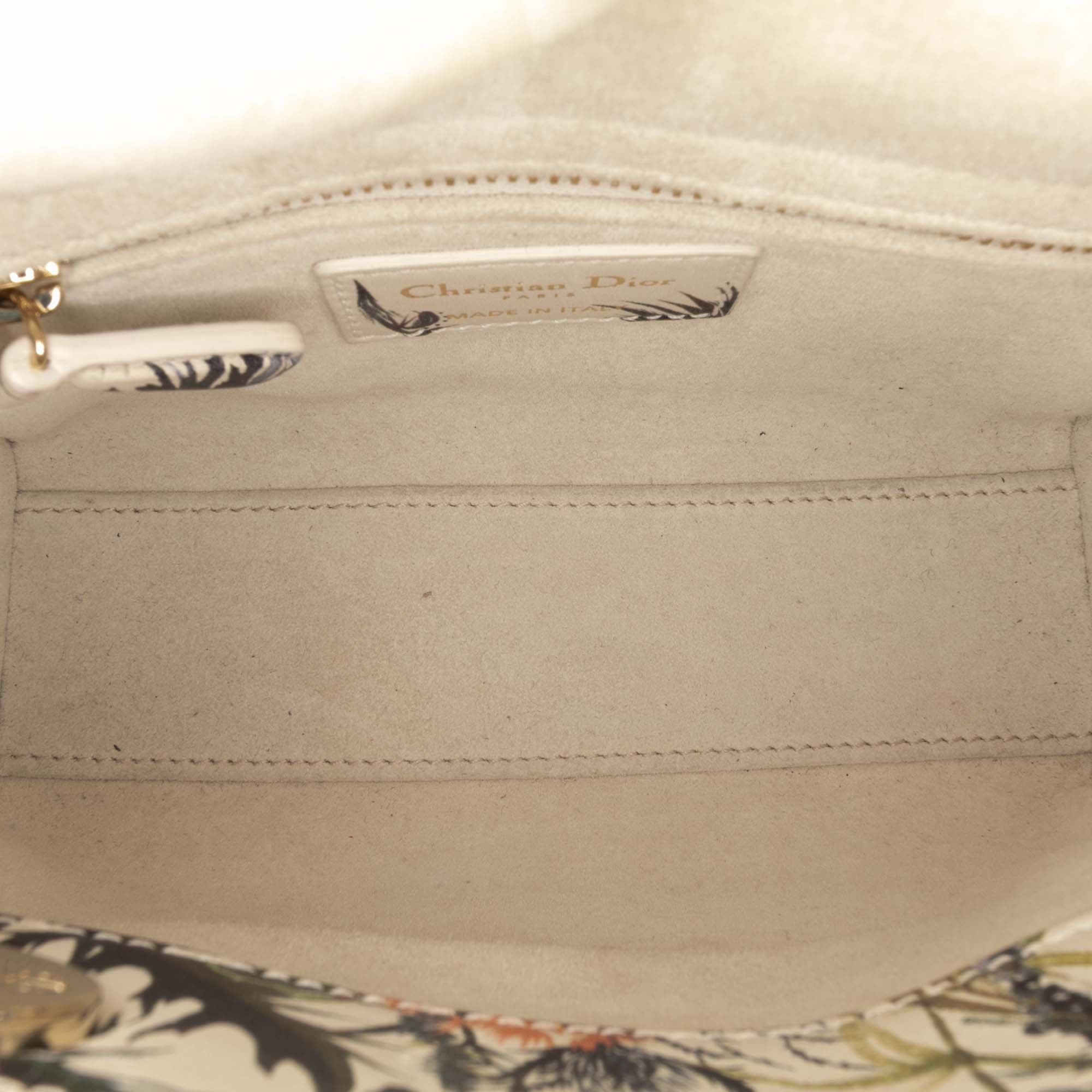 Mini Calfskin Beaded Embroidered Jardin Naturel Lady Dior