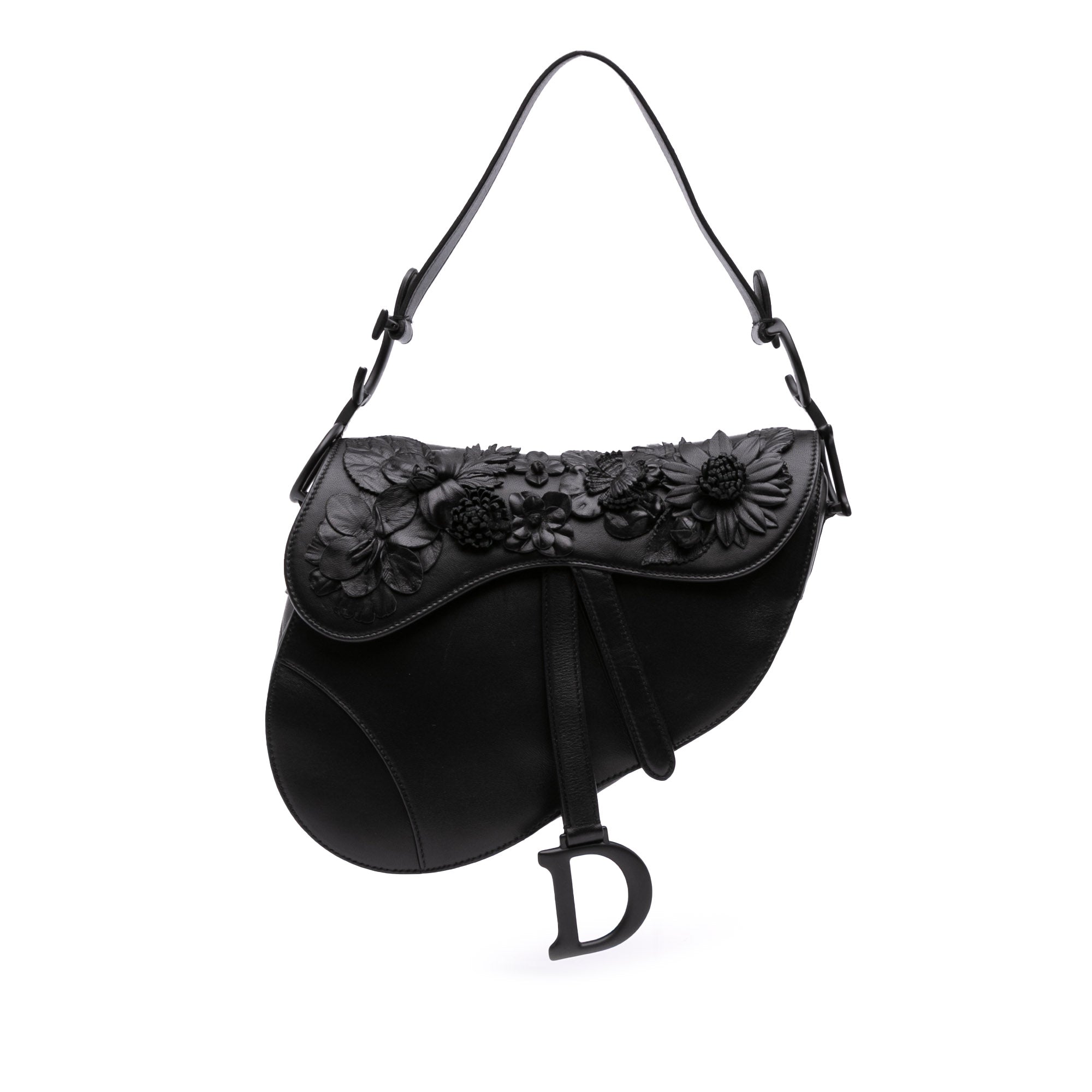 Ultramatte Calfskin 3D Floral Saddle Bag