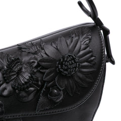 Ultramatte Calfskin 3D Floral Saddle Bag