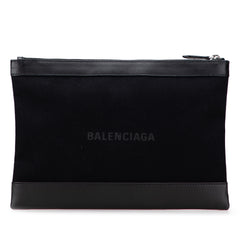 Canvas Navy Clip M Clutch