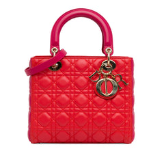 Medium Bicolor Lambskin Cannage Lady Dior