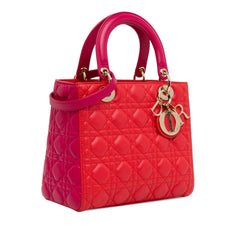 Medium Bicolor Lambskin Cannage Lady Dior