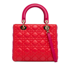 Medium Bicolor Lambskin Cannage Lady Dior