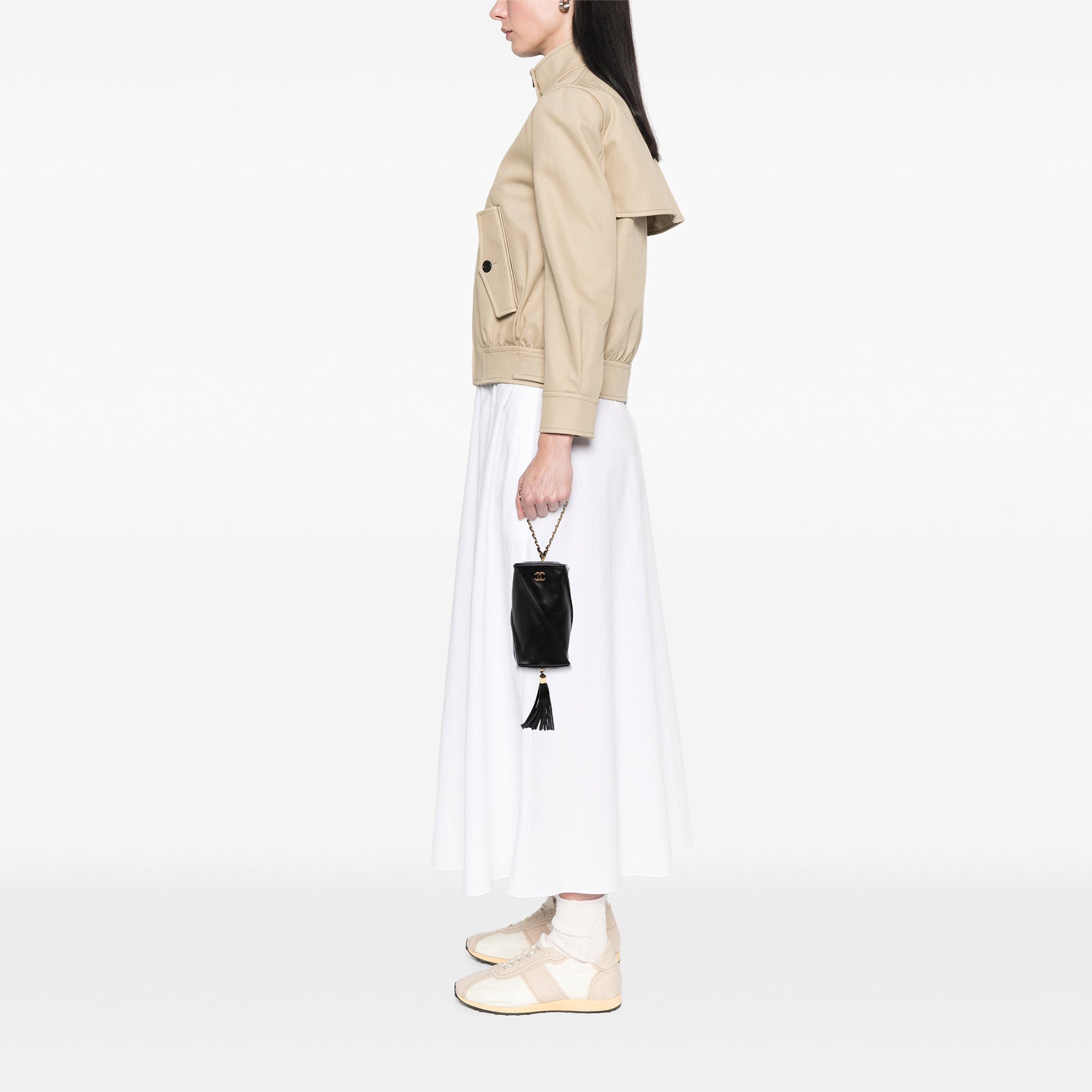 CC Lambskin Tassel Clutch with Chain