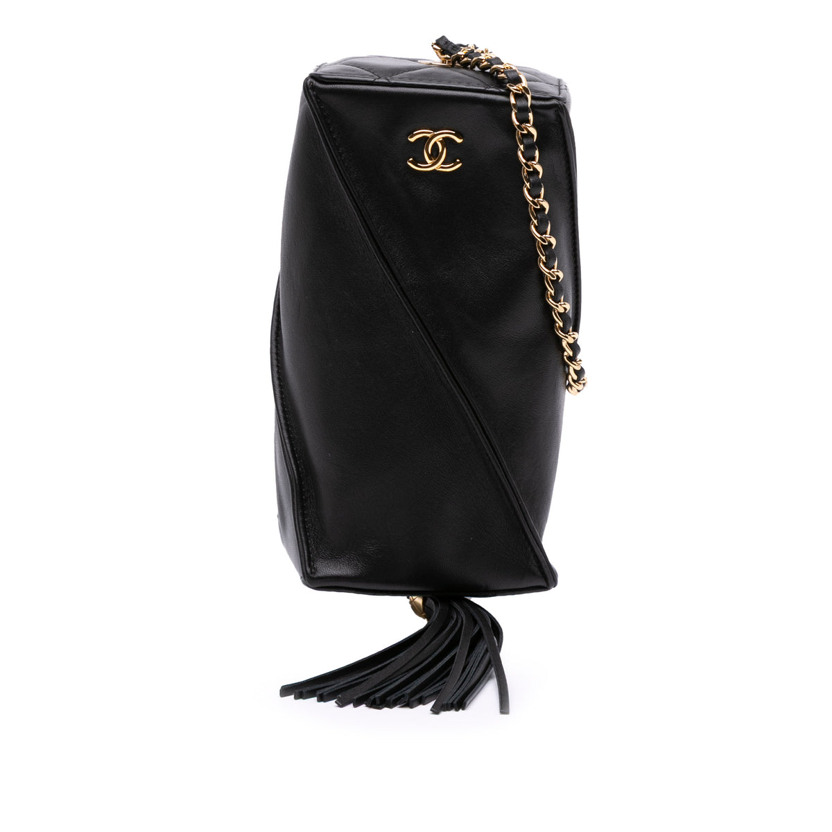 CC Lambskin Tassel Clutch with Chain
