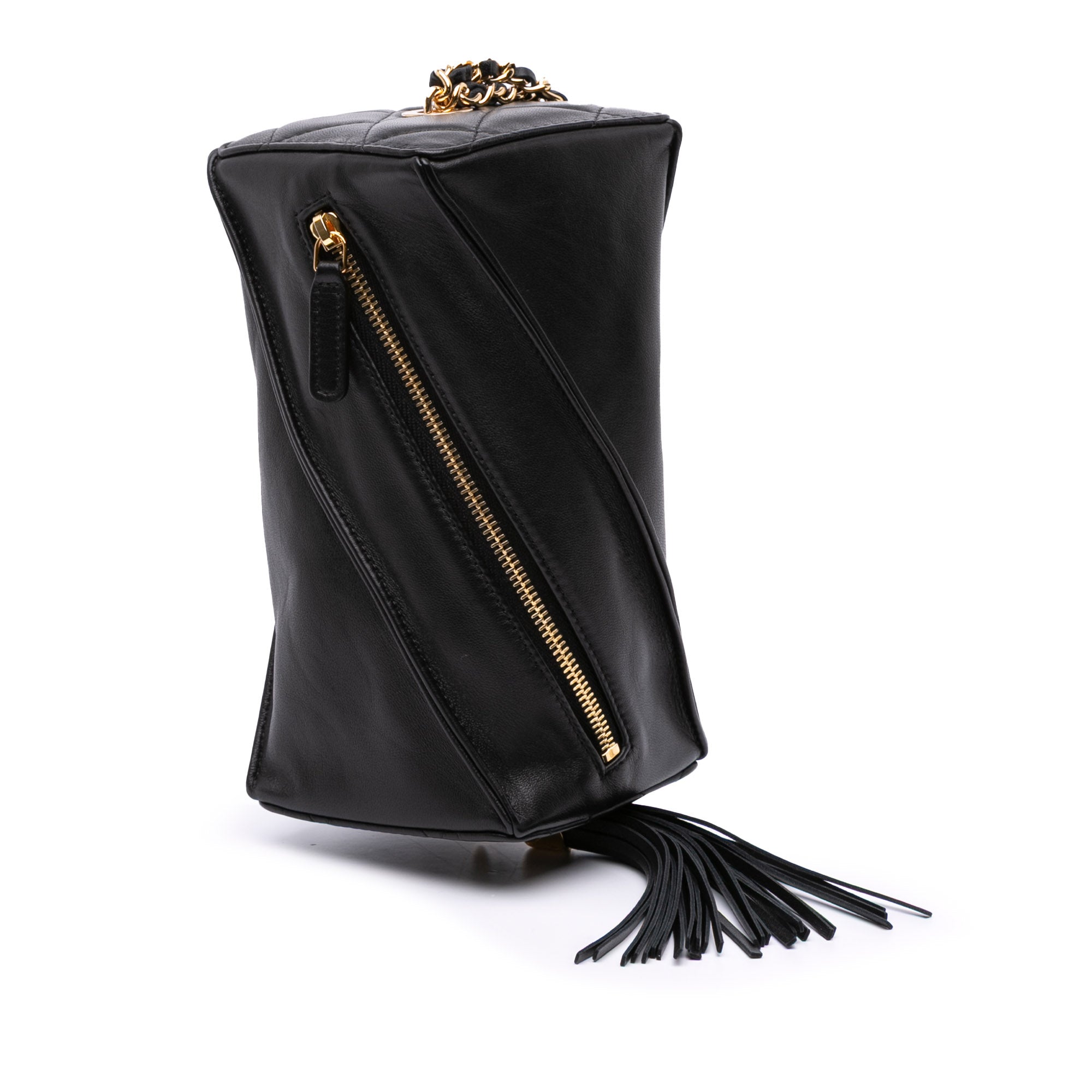 CC Lambskin Tassel Clutch with Chain